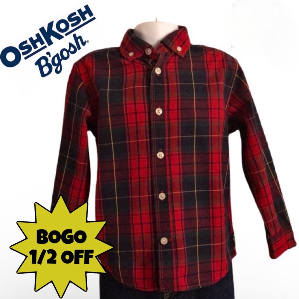 🎉{BOGO 1/2 OFF } • Plaid OshKosh B'gosh Button Down